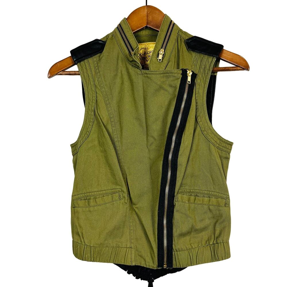Princess x Vera Wang Full Zip Vest Olive Green Gold - S